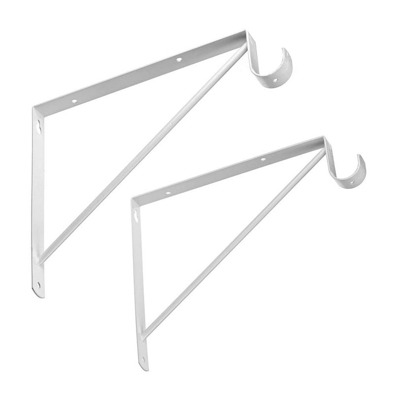 Dewell 2 Pcs Shelf and Rod Brackets, Wall Mounted Shelf Supports White,SRB300 - Image 1